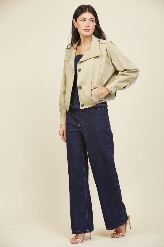 Beige Cropped Trench Women's Lotiv Jacket Outerwear