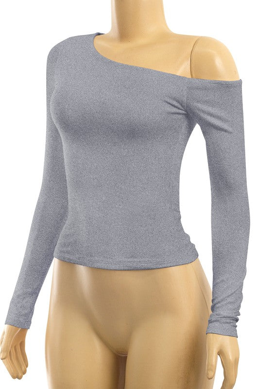LOTIV SOFT STRETCH ASYMMETRIC TOP (GRAY)