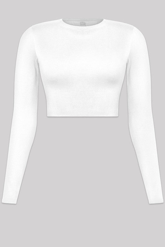 LOTIV LONG SLEEVE BASIC CROP TOP (WHITE)