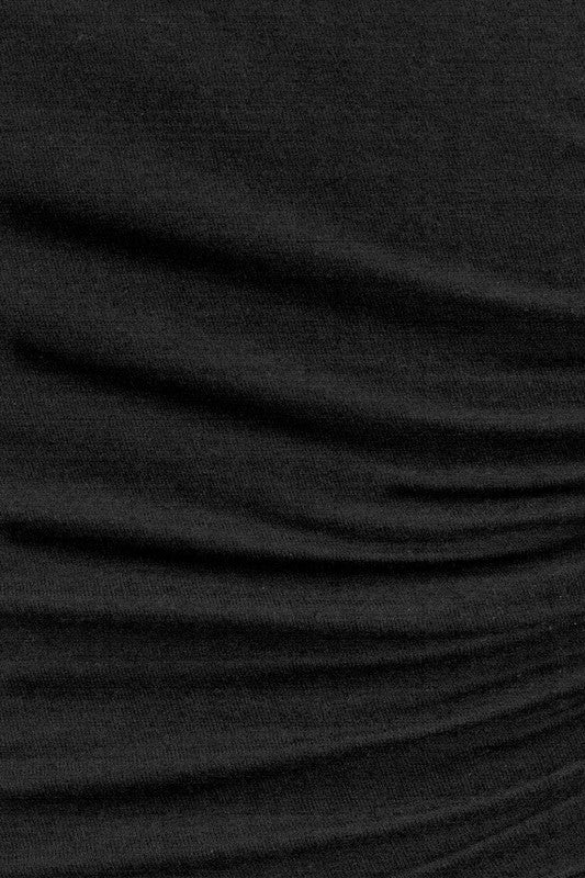 LOTIV SOFT RUCHED ASYMMETRIC CROP TOP (BLACK)