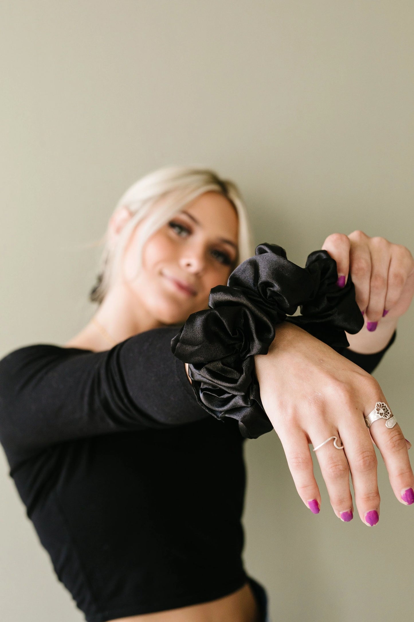 Satin Jumbo Scrunchie(Black or White)