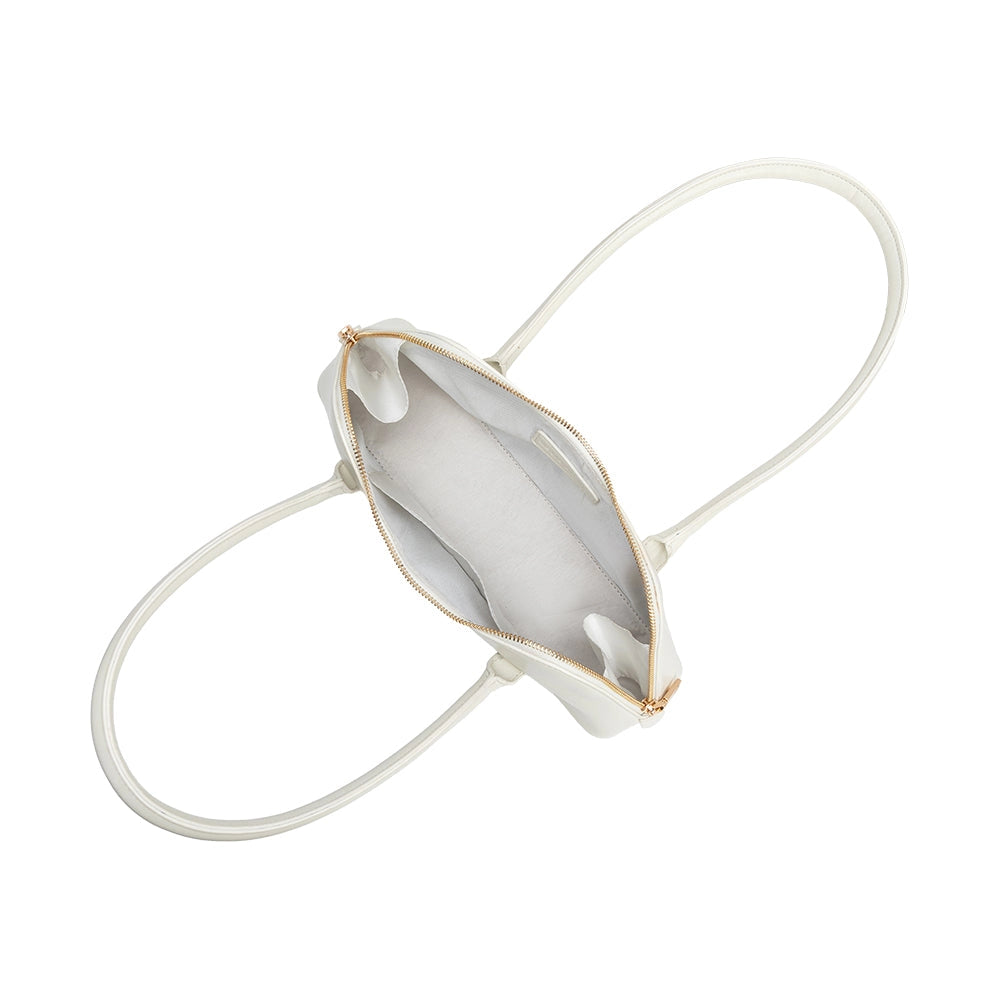 Dakota White Recycled Vegan Leather Shoulder Bag