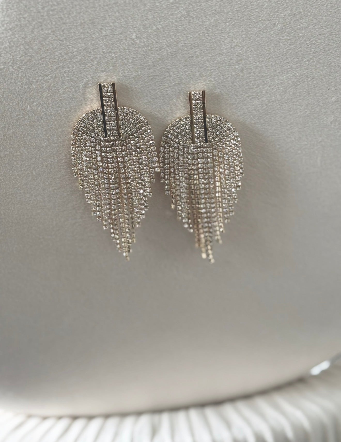Phoebe Rhinestone Fringe Earrings (Gold)