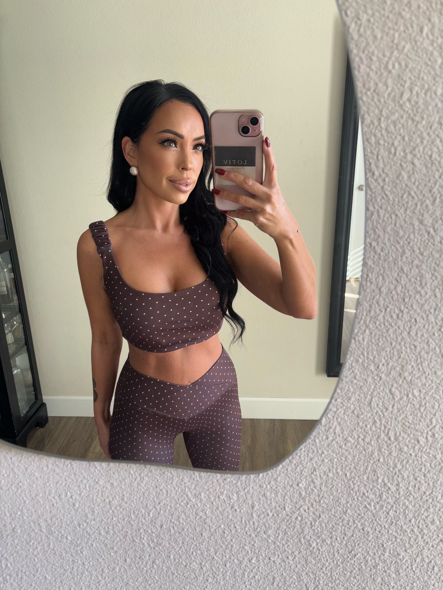 TAYLOR POLKA DOT STUDIO BRA TOP (BROWN)