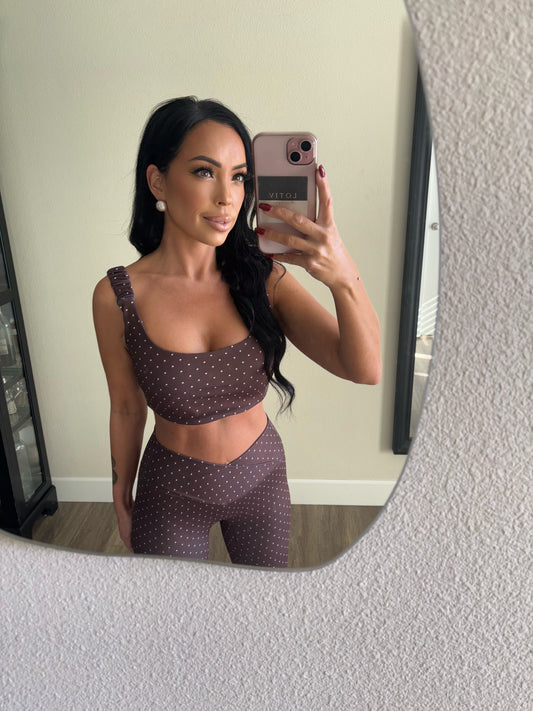 TAYLOR POLKA DOT STUDIO BRA TOP (BROWN)