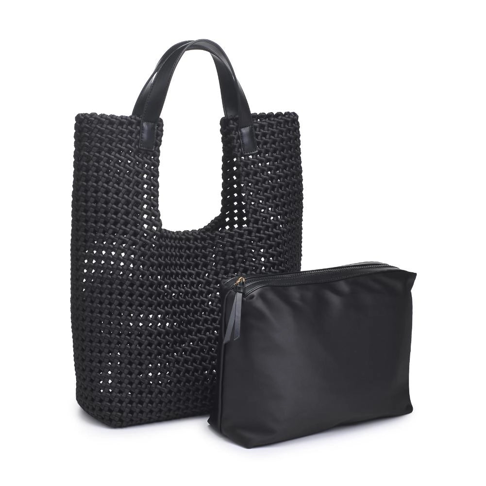 Black Big Travel Purse Removable Pouch Neoprene Lotiv Bag