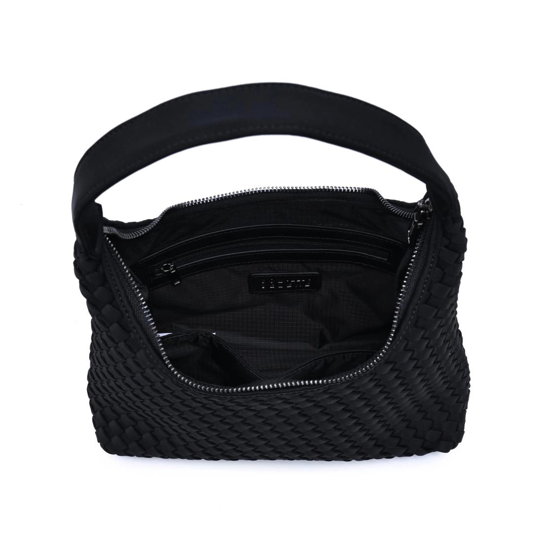 Black Woven Neoprene Shoulder Bag Women's Purse