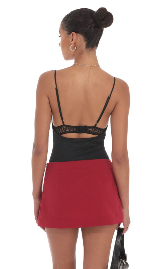 Lucy Lace Bust Bodysuit Top (Black)