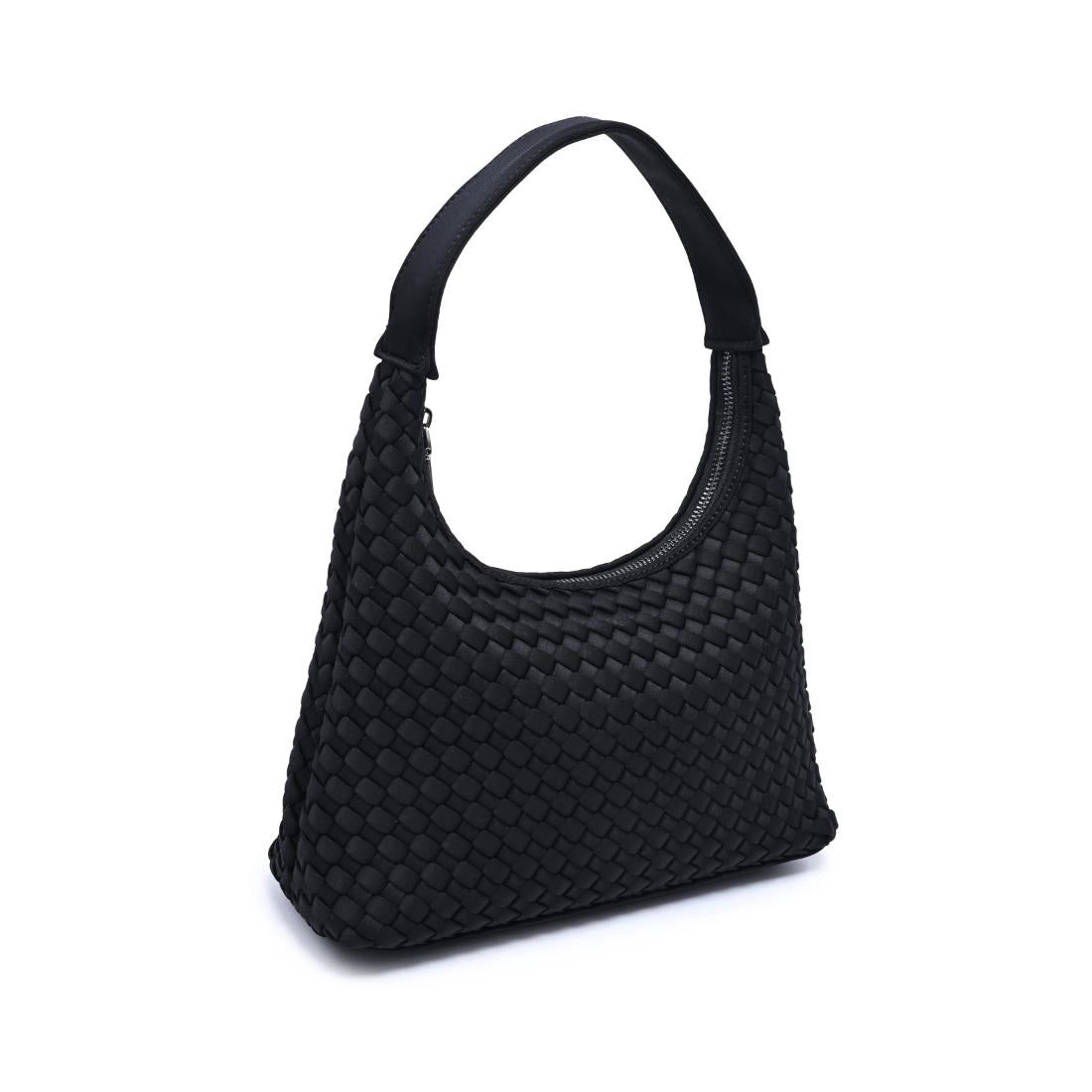 Black Woven Neoprene Shoulder Bag Women's Purse