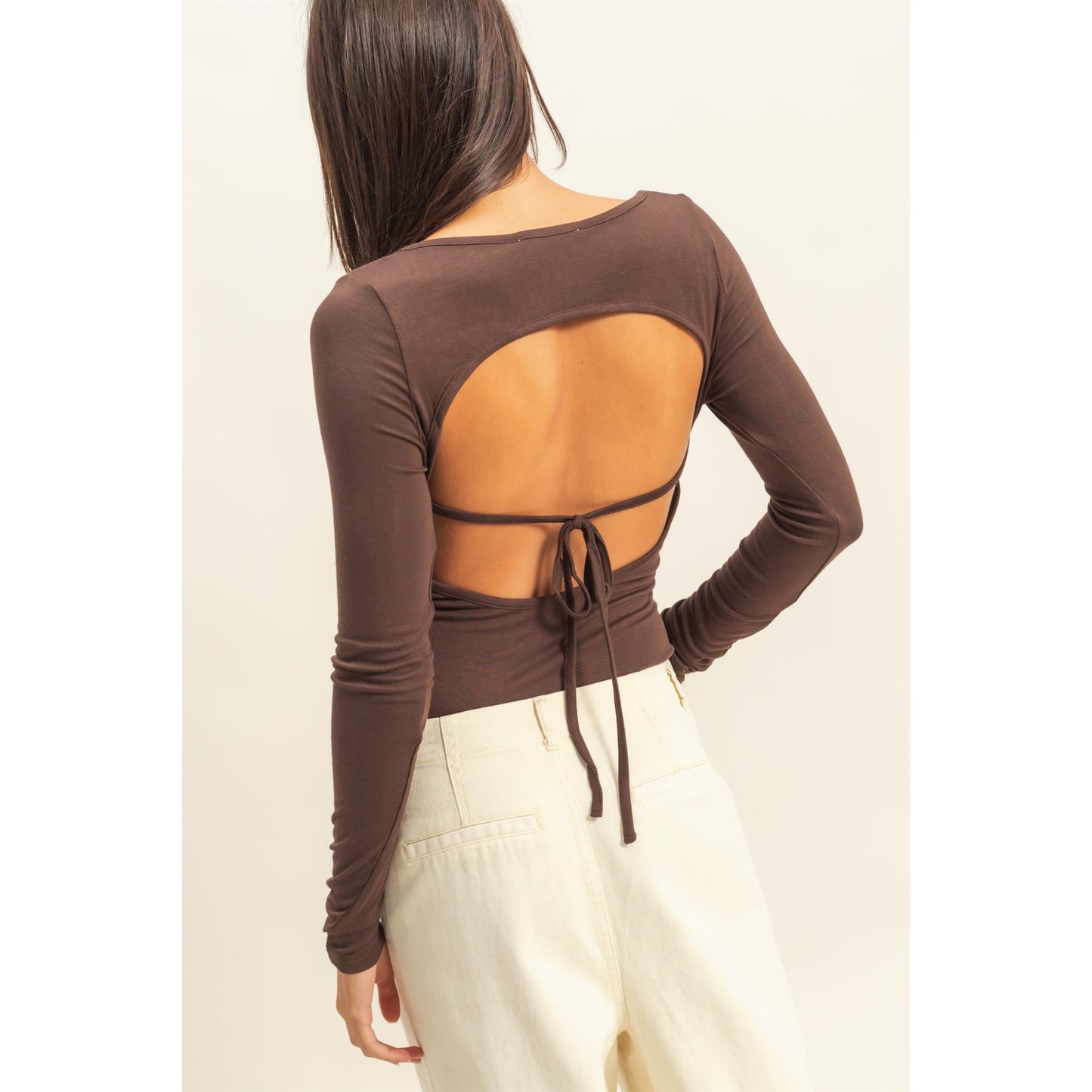 Mac Backless Bodysuit (Soft Brown)
