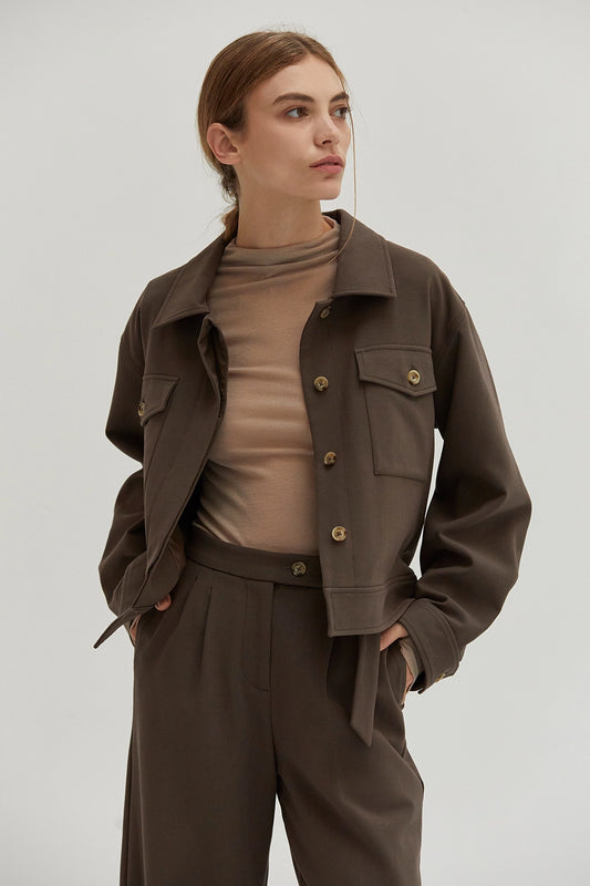 Elara Tailored Layer Jacket (Cacao)