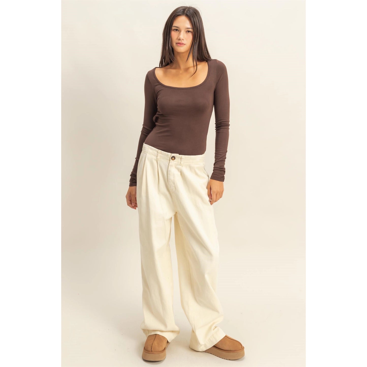 Mac Backless Bodysuit (Soft Brown)