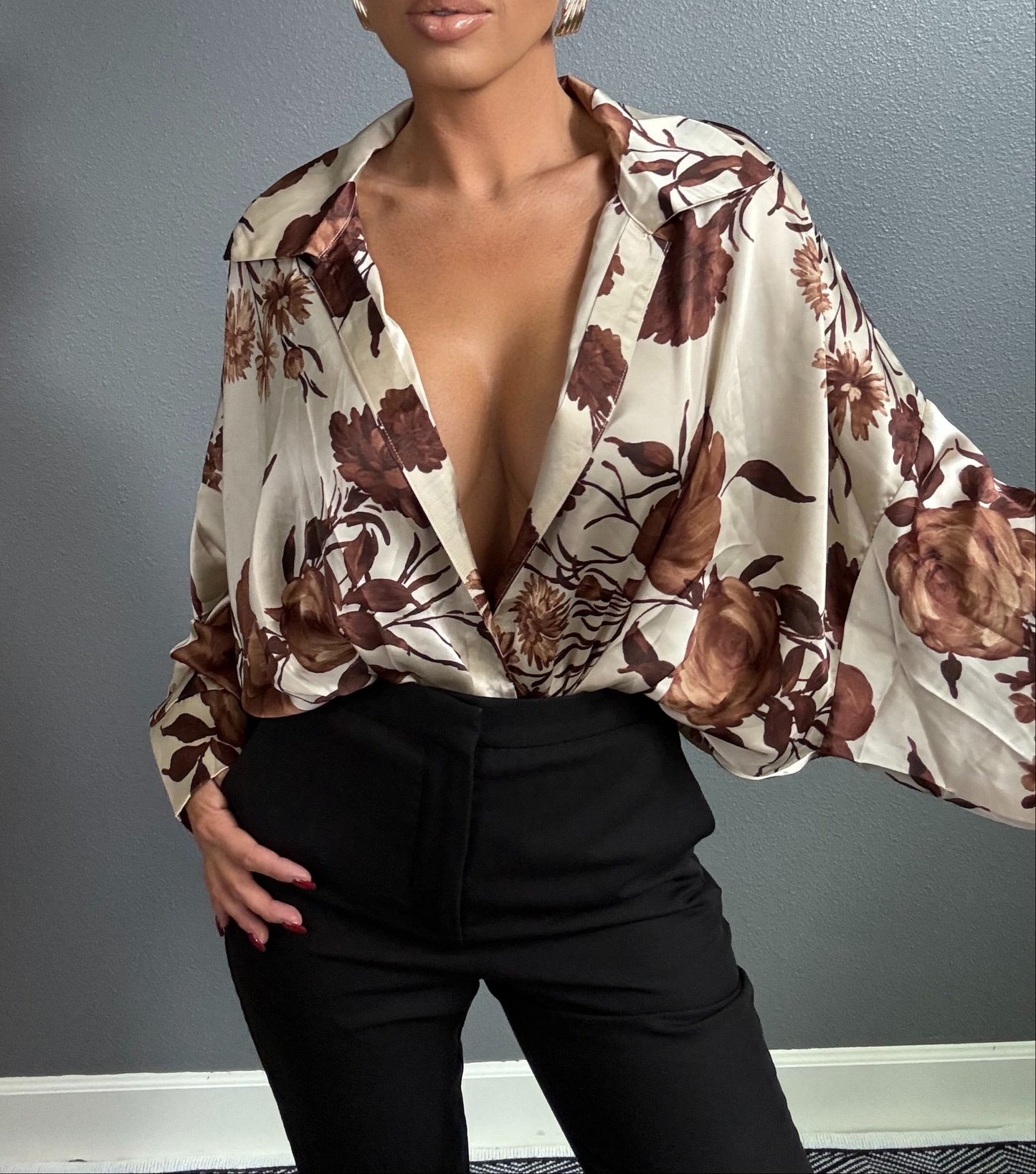 SABRINA AUTUMN OPEN BODYSUIT BLOUSE