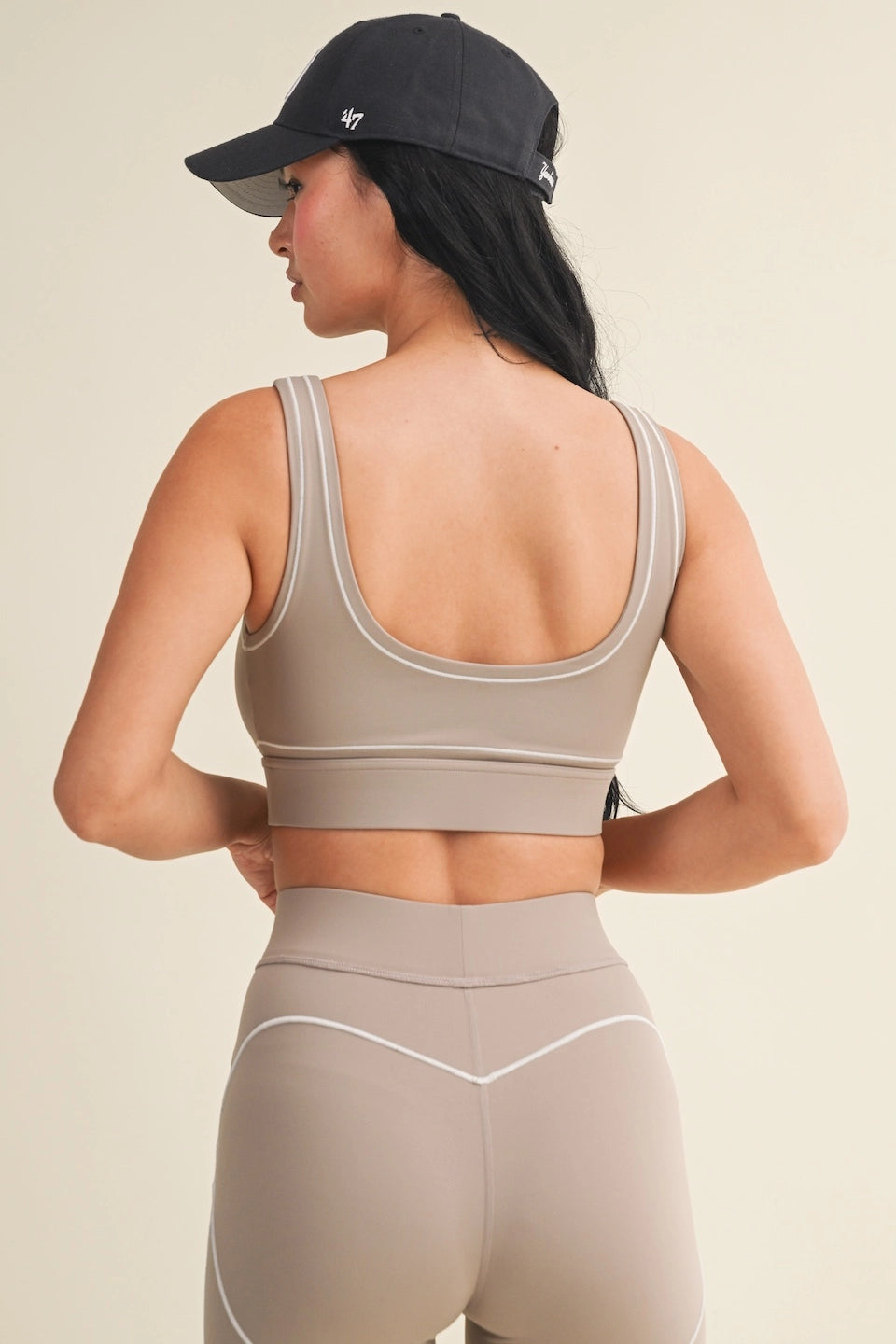 The Contrast Aligned Sports Leggings (Taupe)