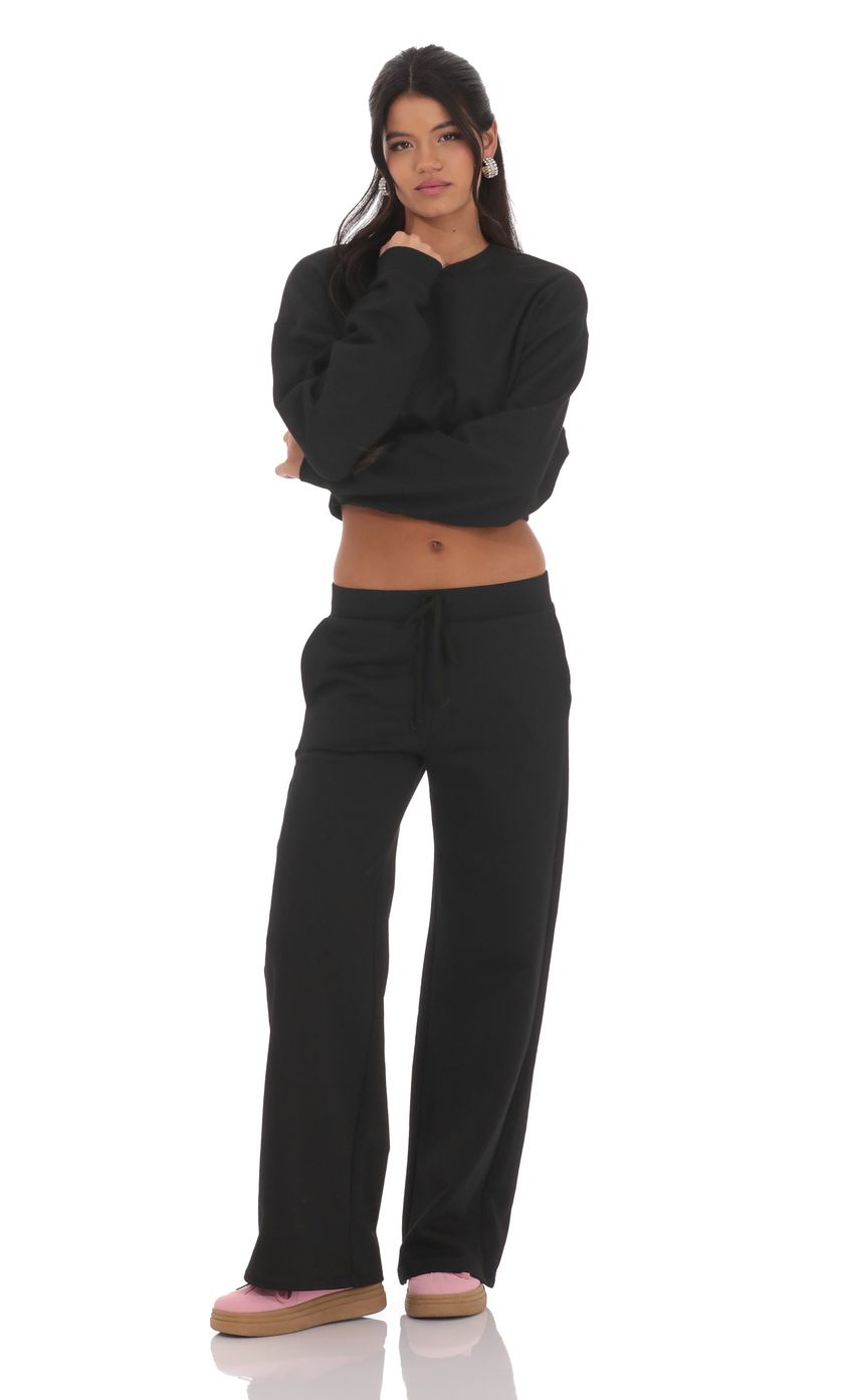 Beverly Bow Embroidered Sweatpants in Black