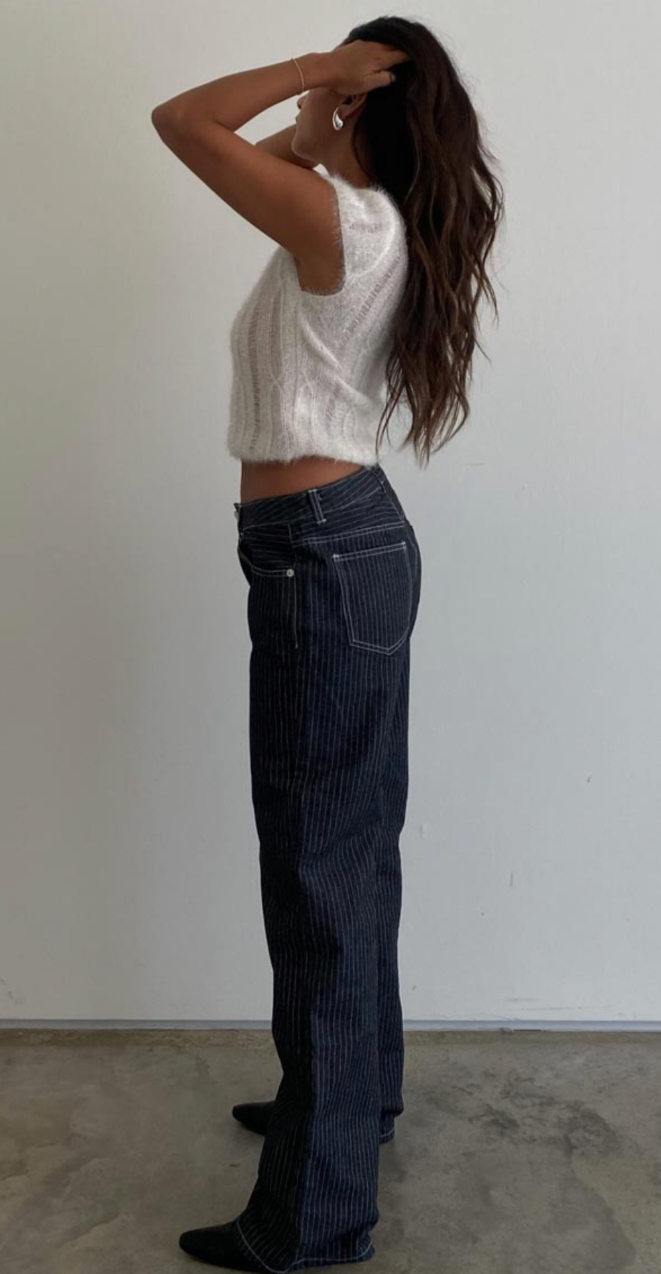 KIMBERLY LOW RISE STRIPED DENIM JEANS (DARK WASH)