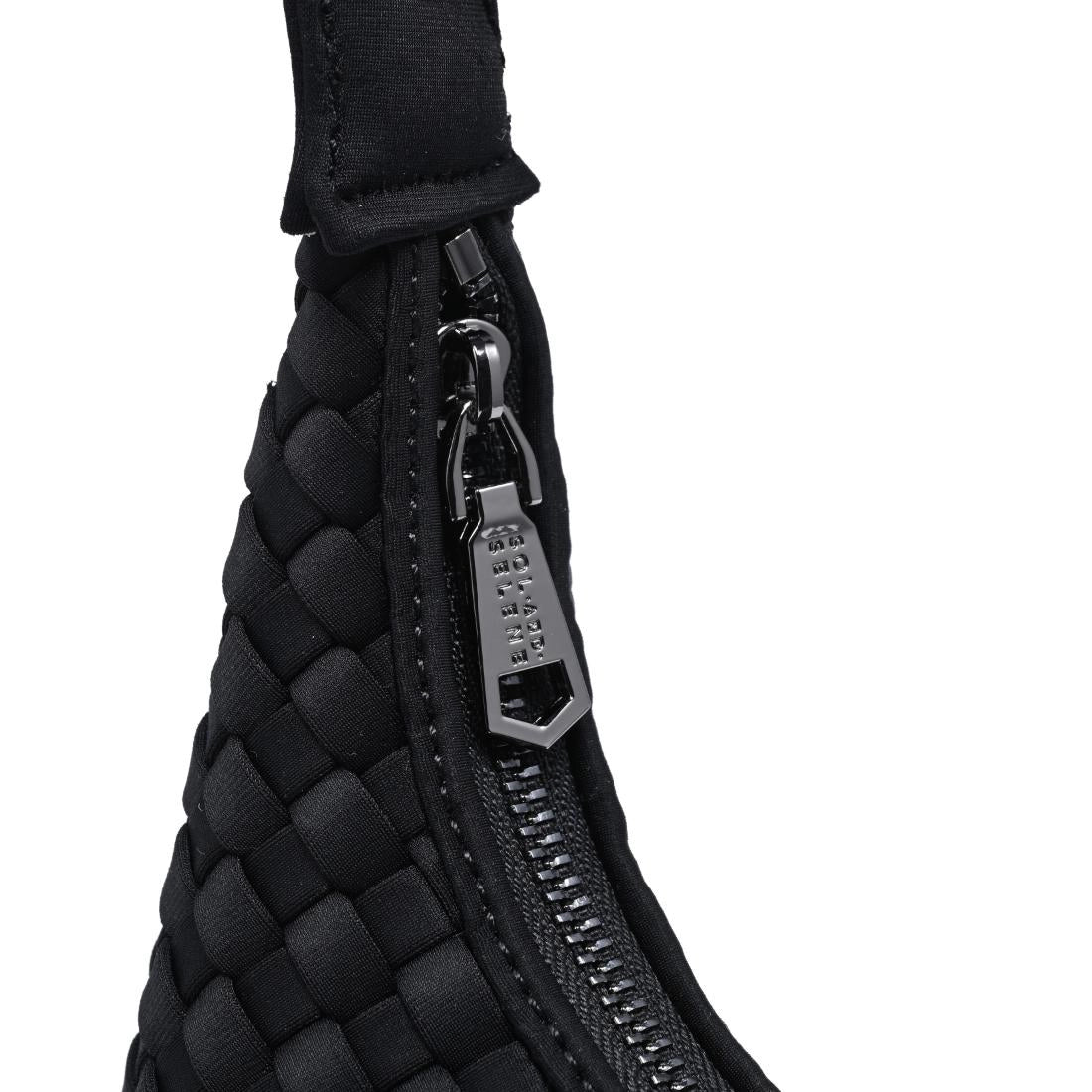 Black Woven Neoprene Shoulder Bag Women's Purse