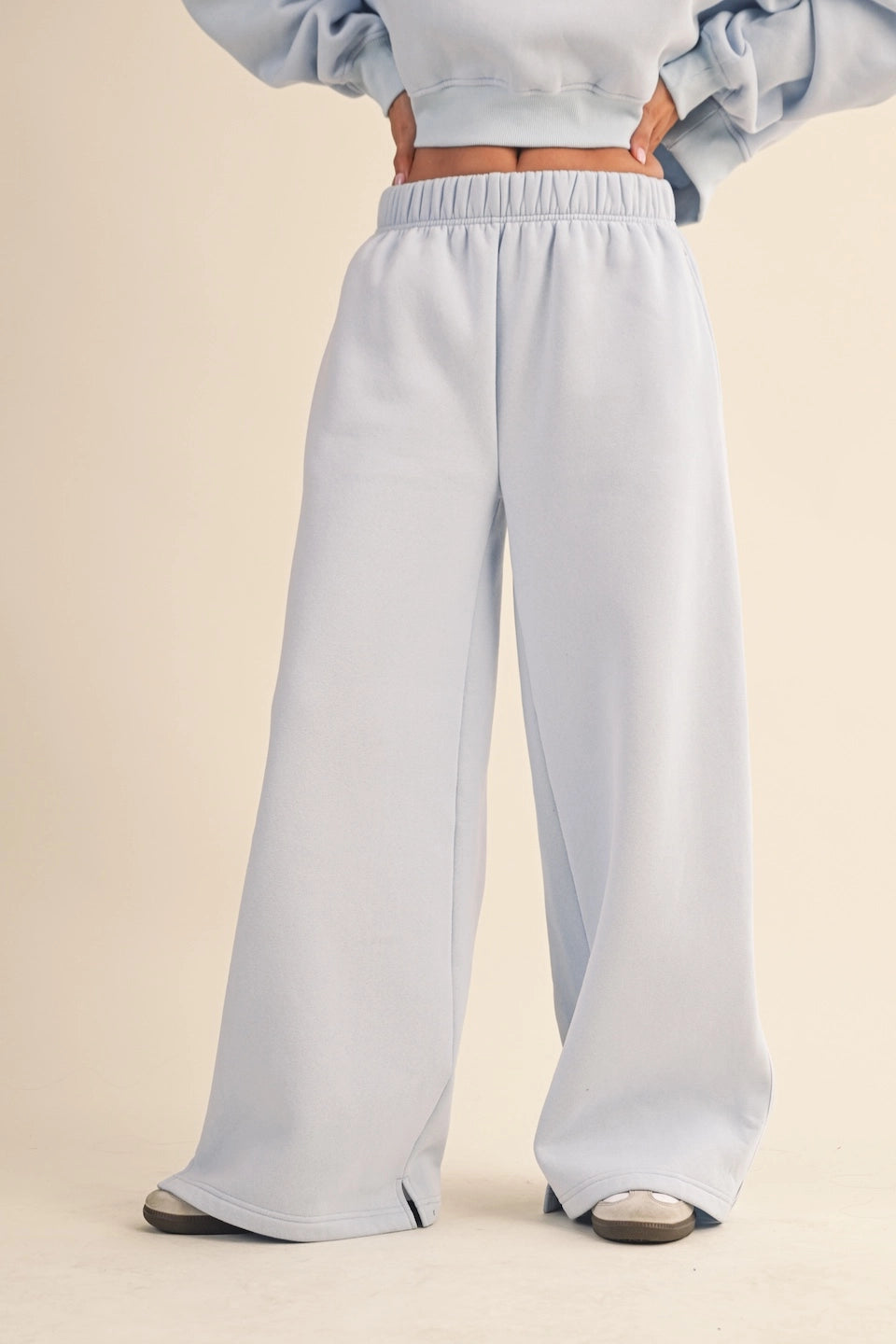 Core Cozy Fleece Wide Leg Sweatpants (Blue)