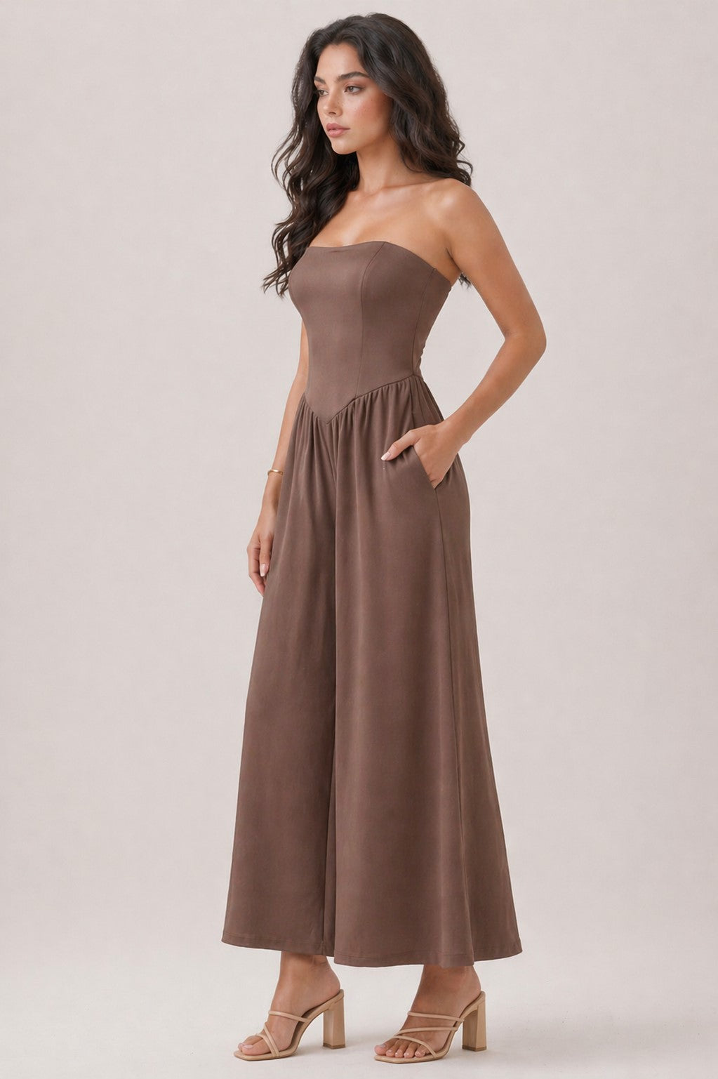 The Montauk Strapless Jumpsuit (Cocoa)