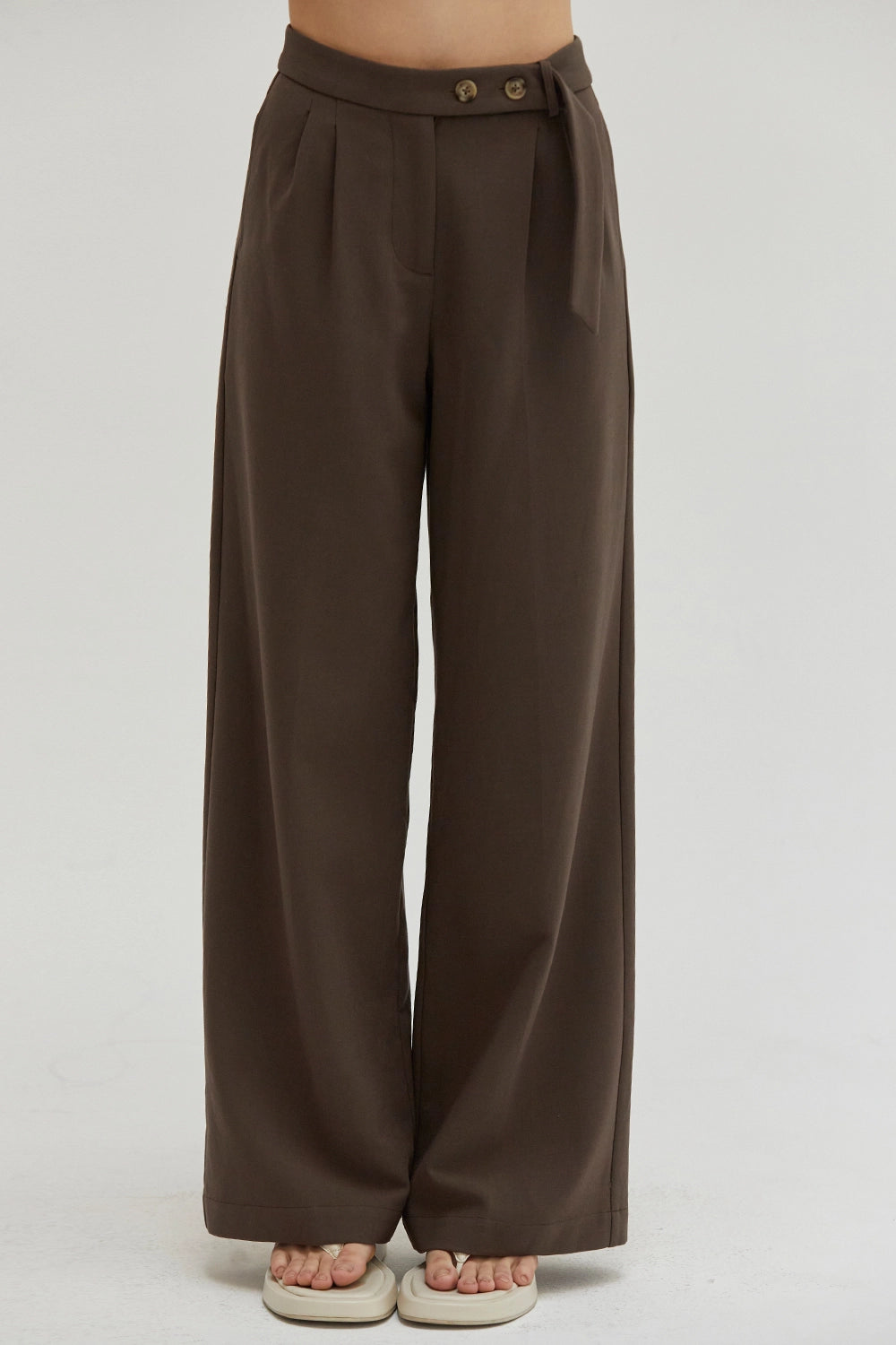 Elara Wide Leg Trouser Pants (Cacao)