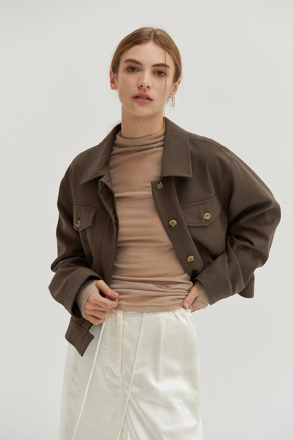 Elara Tailored Layer Jacket (Cacao)