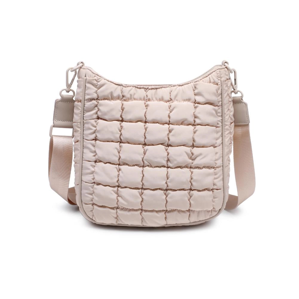 Aura Quilted Nylon Puffer Crossbody Bag (Cream)