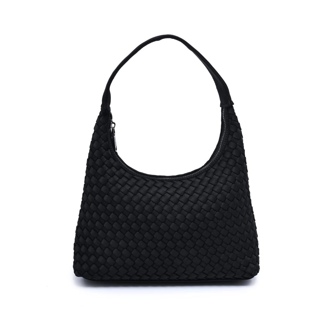 Black Woven Neoprene Shoulder Bag Women's Purse