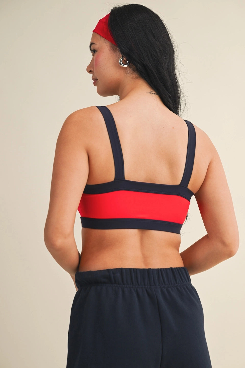 The Varsity Core Sports Bra (Blood Orange & Navy)