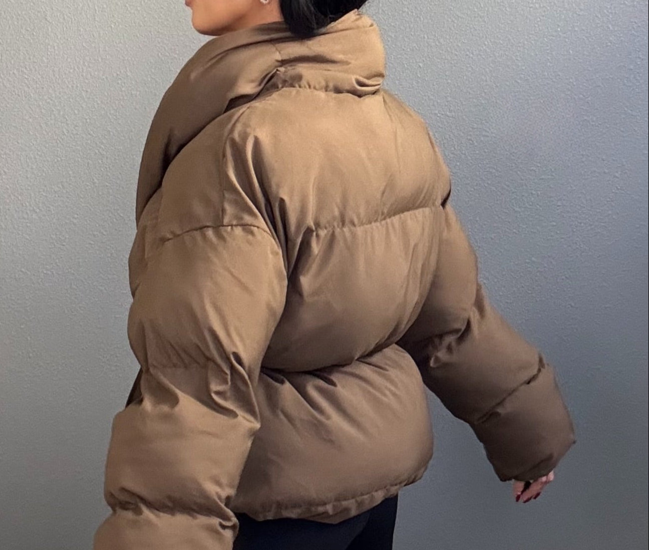 SOPHIA BELTED DOWN PUFFER COAT (BROWN)