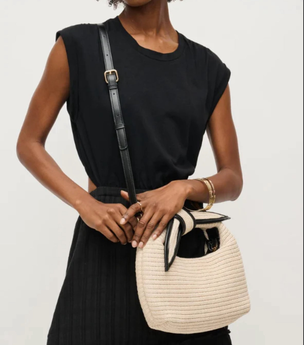 Ellie Knot Straw Crossbody Bag Purse