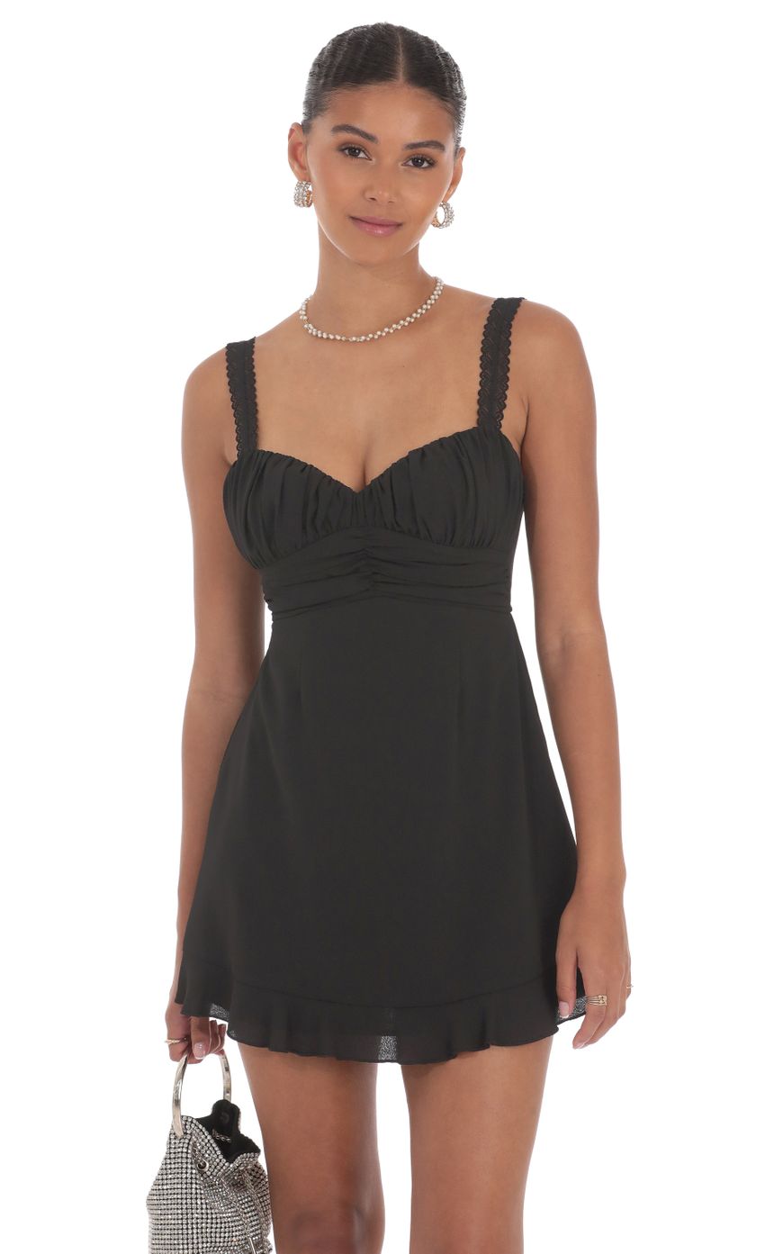 Yas Lace Detail Open Back Dress (Black)