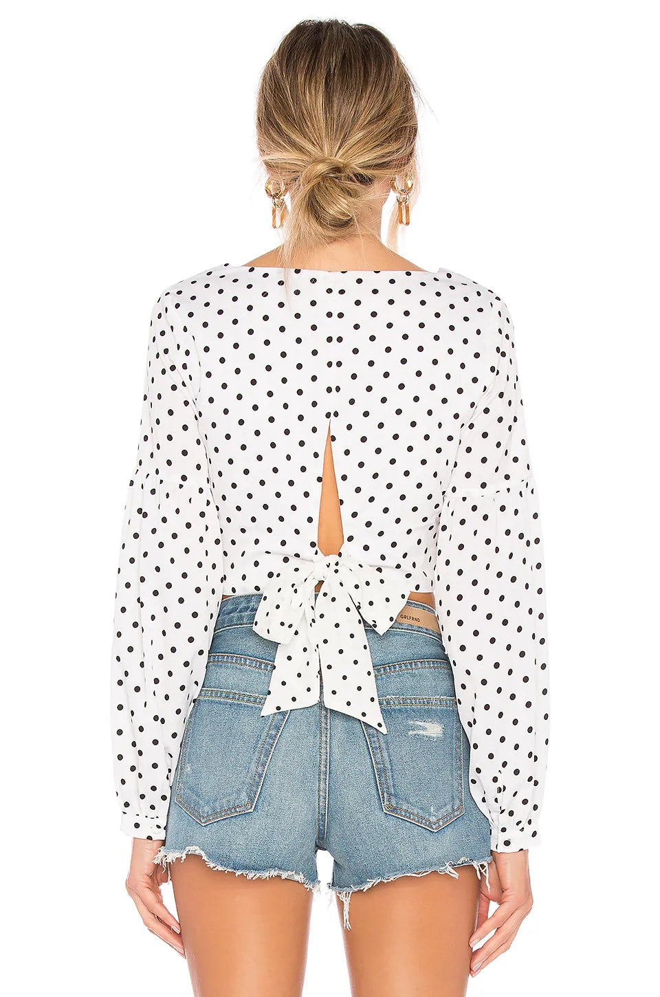 Kira Polka Dot Crop Blouse (White & Black)
