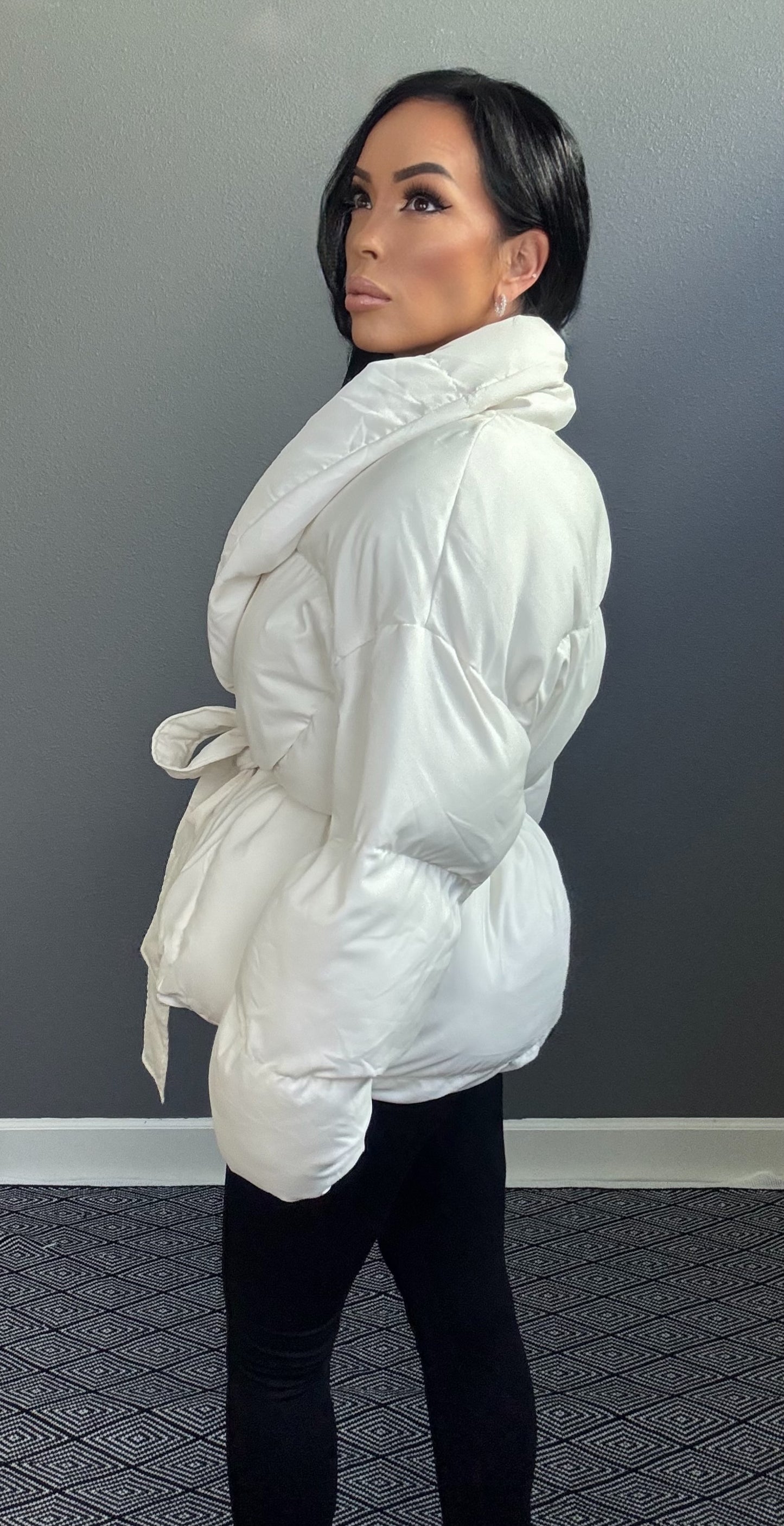 SOPHIA BELTED DOWN PUFFER COAT (IVORY)