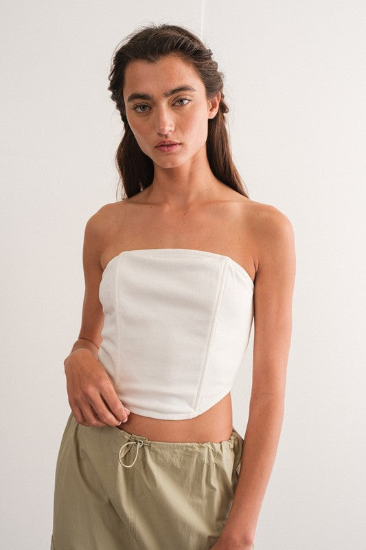 Macy Strapless Corset Top (White)