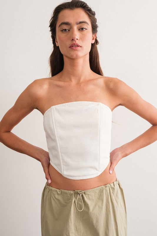 Macy Strapless Corset Top (White)