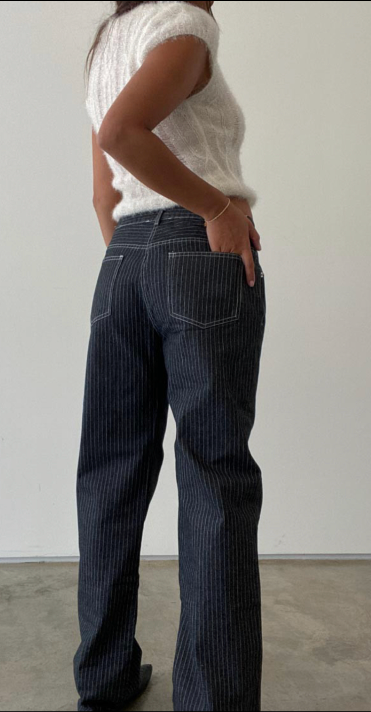 KIMBERLY LOW RISE STRIPED DENIM JEANS (DARK WASH)