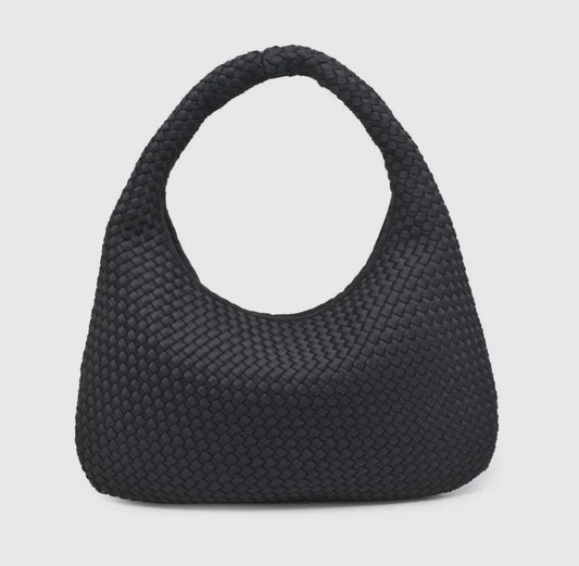 DARE TO DREAM WOVEN NEOPRENE HOBO BAG LARGE (BLACK)