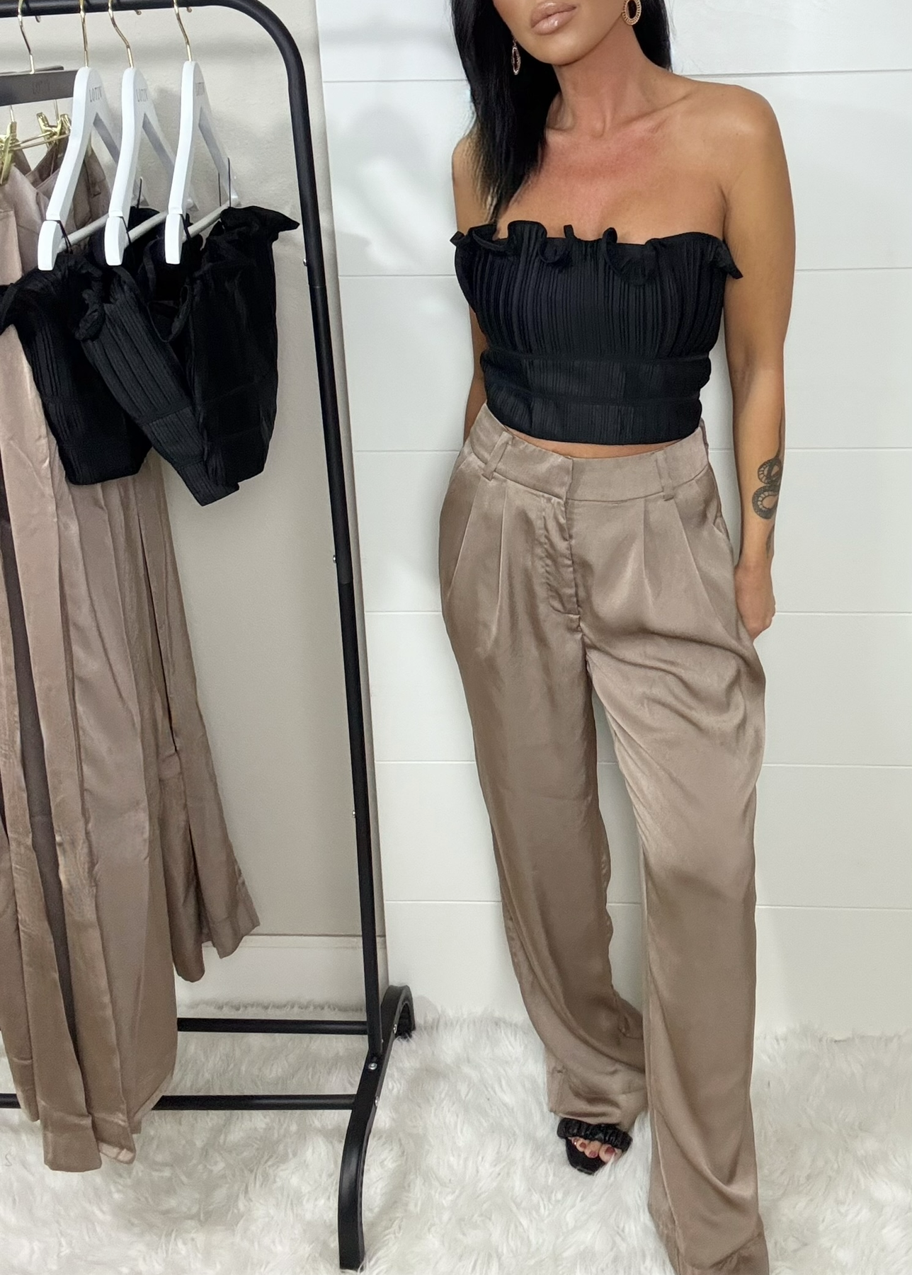 Londyn Satin Trousers (Mocha)