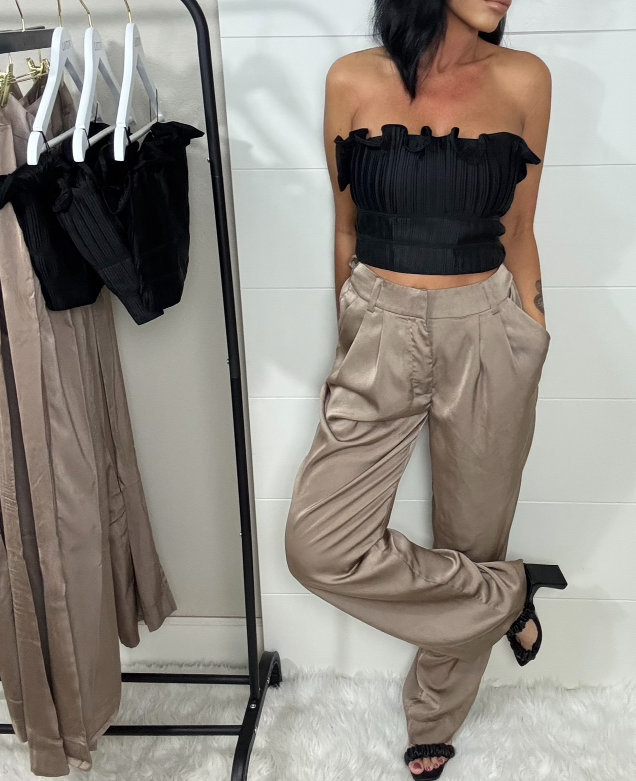 Londyn Satin Trousers (Mocha)