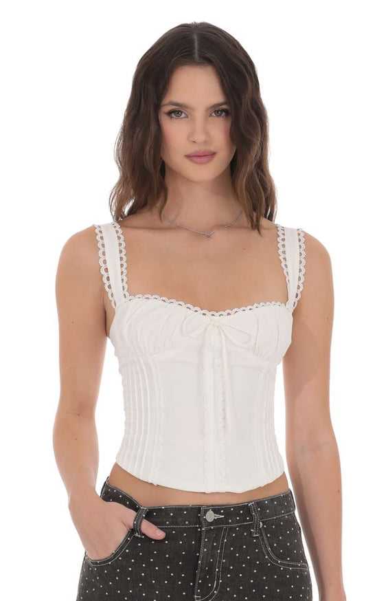 Dolly Embroidery Detail Top (White)