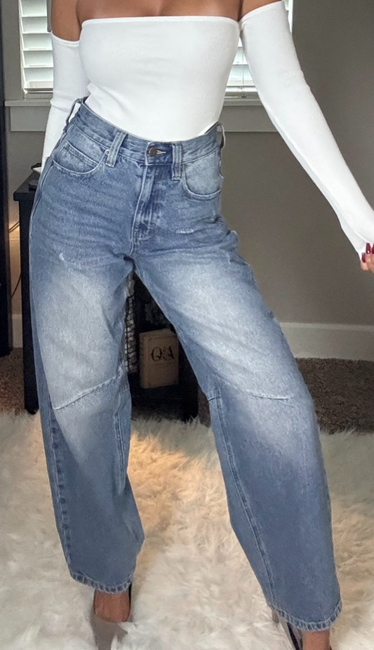 CECE BARREL JEANS (FADED DENIM)