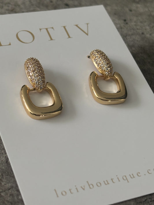 The Double Door Knob Drop Earrings (Gold)