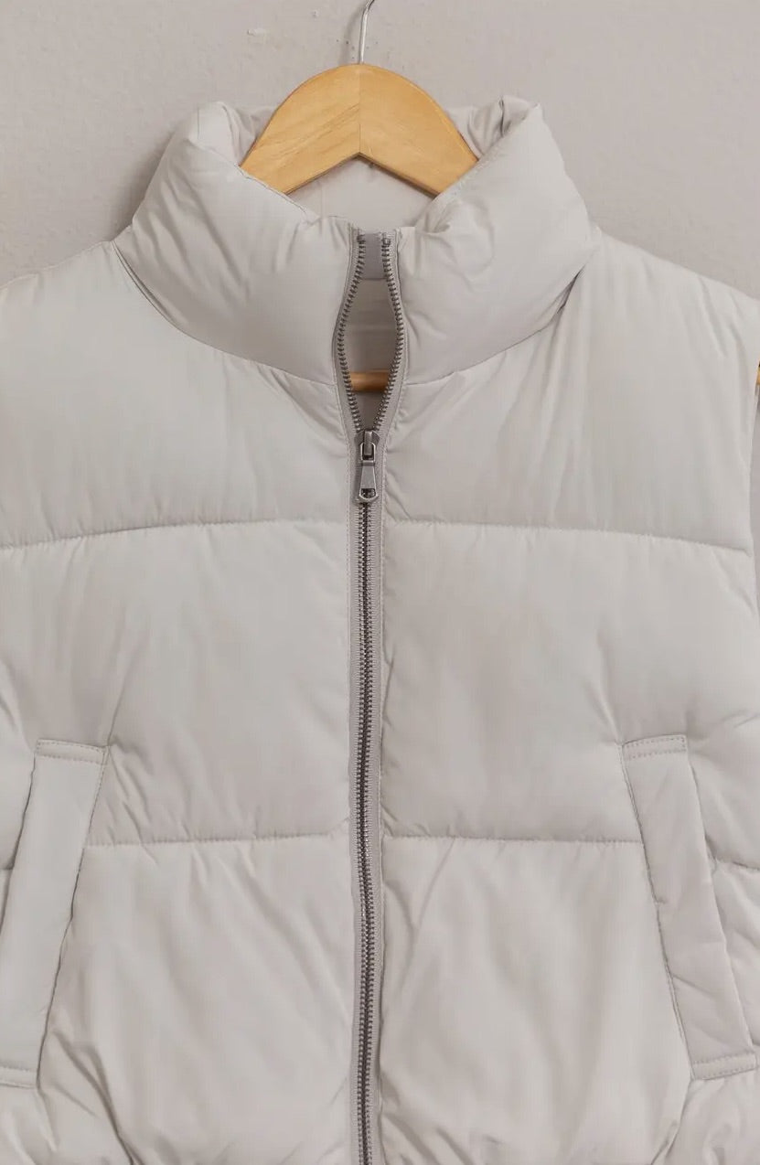 Tana Puffer Vest (Light Gray)