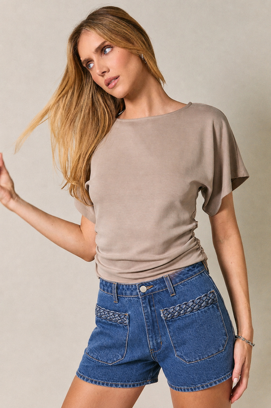 The Everyday Drape Top (Stone)