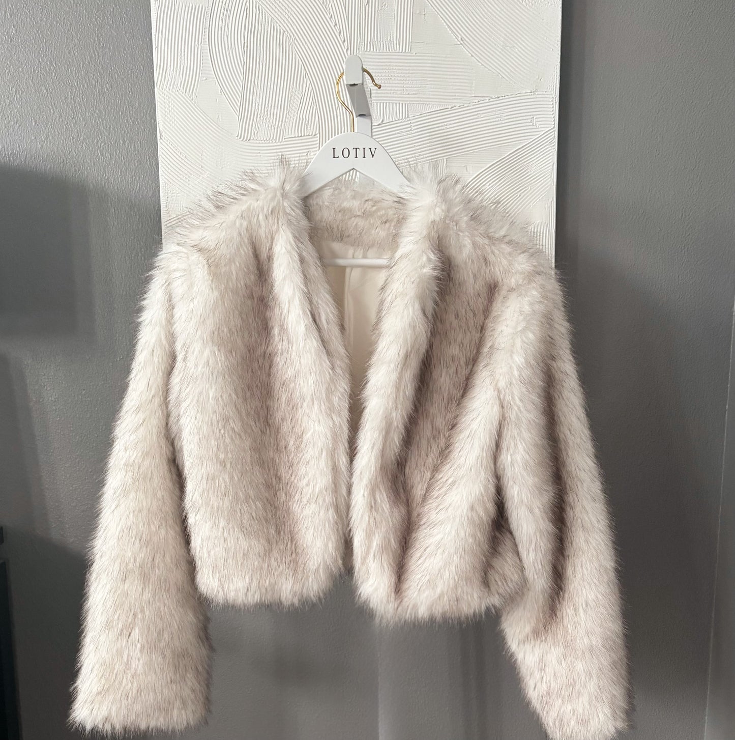 Brielle Fur Lined Open Jacket (Marled Beige)