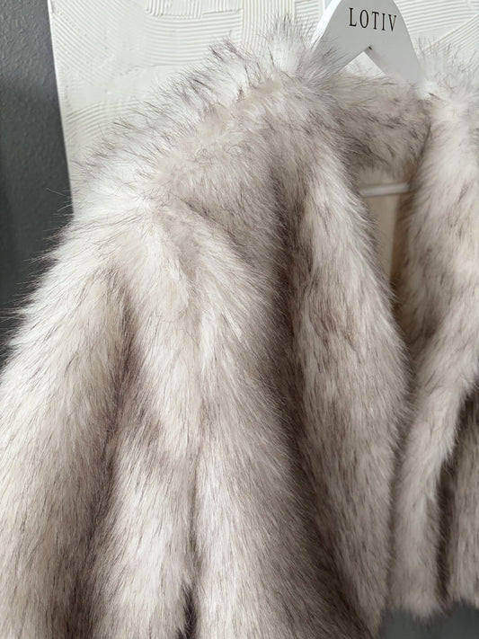 Brielle Fur Lined Open Jacket (Marled Beige)