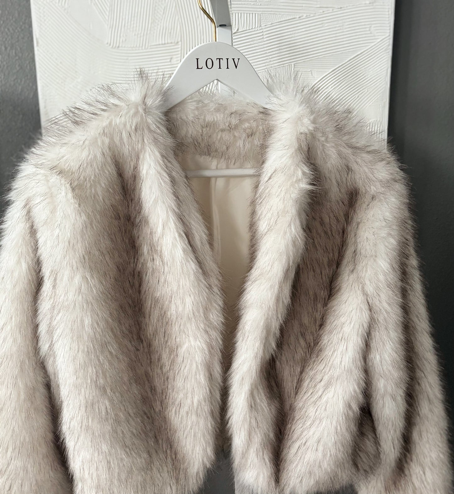 Brielle Fur Lined Open Jacket (Marled Beige)