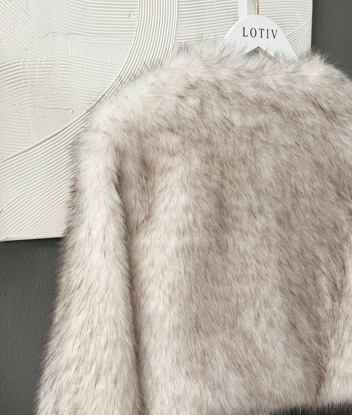 Brielle Fur Lined Open Jacket (Marled Beige)