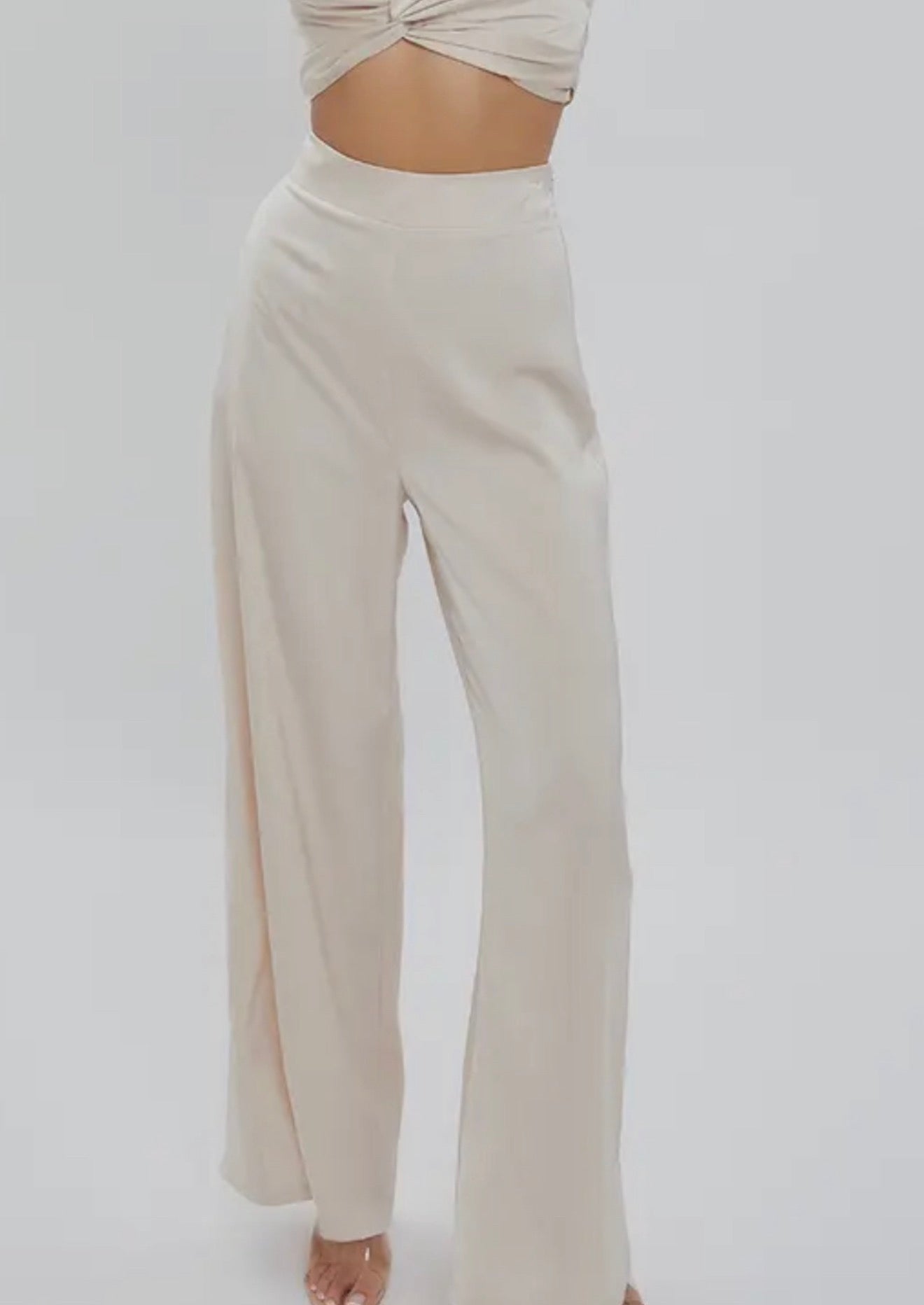 Twisted Front Crop Top & Wide Leg Pant Set