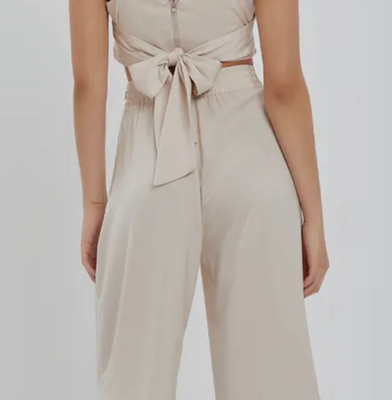 Twisted Front Crop Top & Wide Leg Pant Set